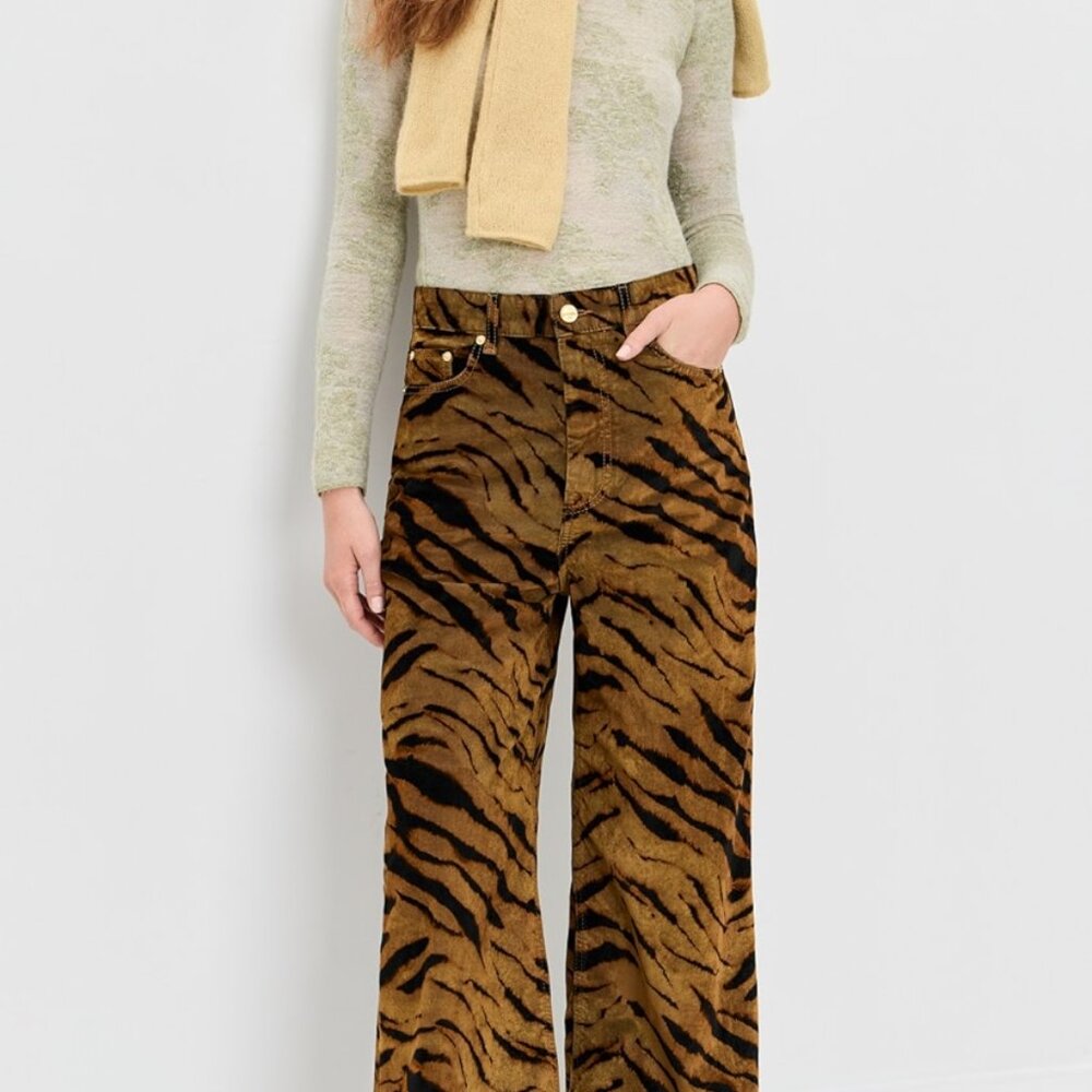 GANNI Zebra Print Baggy Jeans NWT | Statement Denim | Size 27